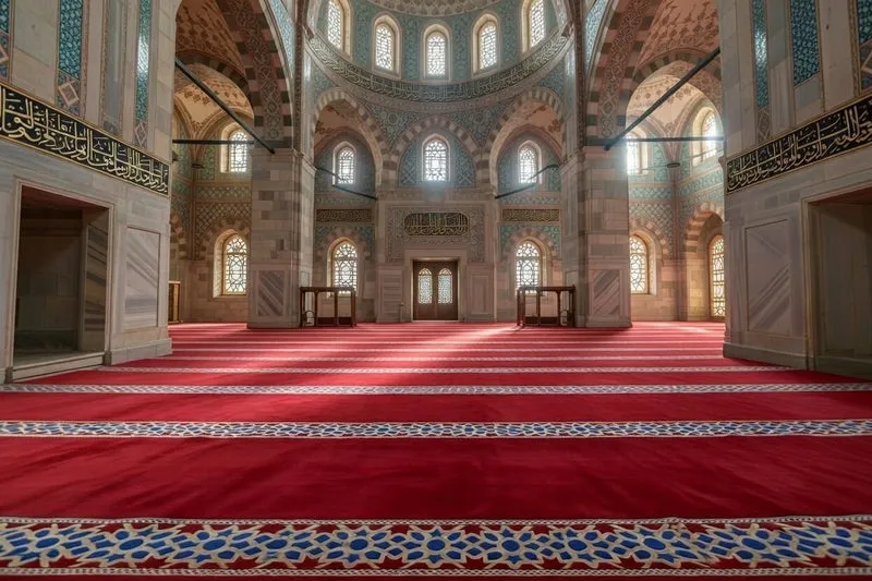 Maryam Deep Red Masjid Carpet 1 Maryam Deep Red Masjid Carpet
