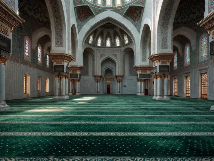 Wazir Deep Green Masjid Carpet 1 Wazir Deep Green Masjid Carpet